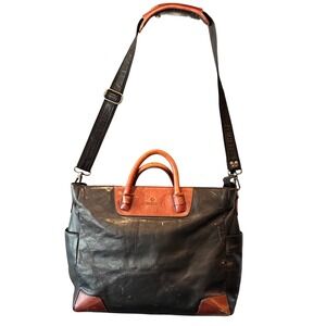 Samsonite Heritage Industries Black Brown Leather Briefcase Laptop Bag 18" Tote